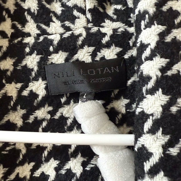 🆕 NILI LOTAN Kidman Houndstooth Virgin Wool Trench Coat in Black/White Sz L - Picture 5 of 9